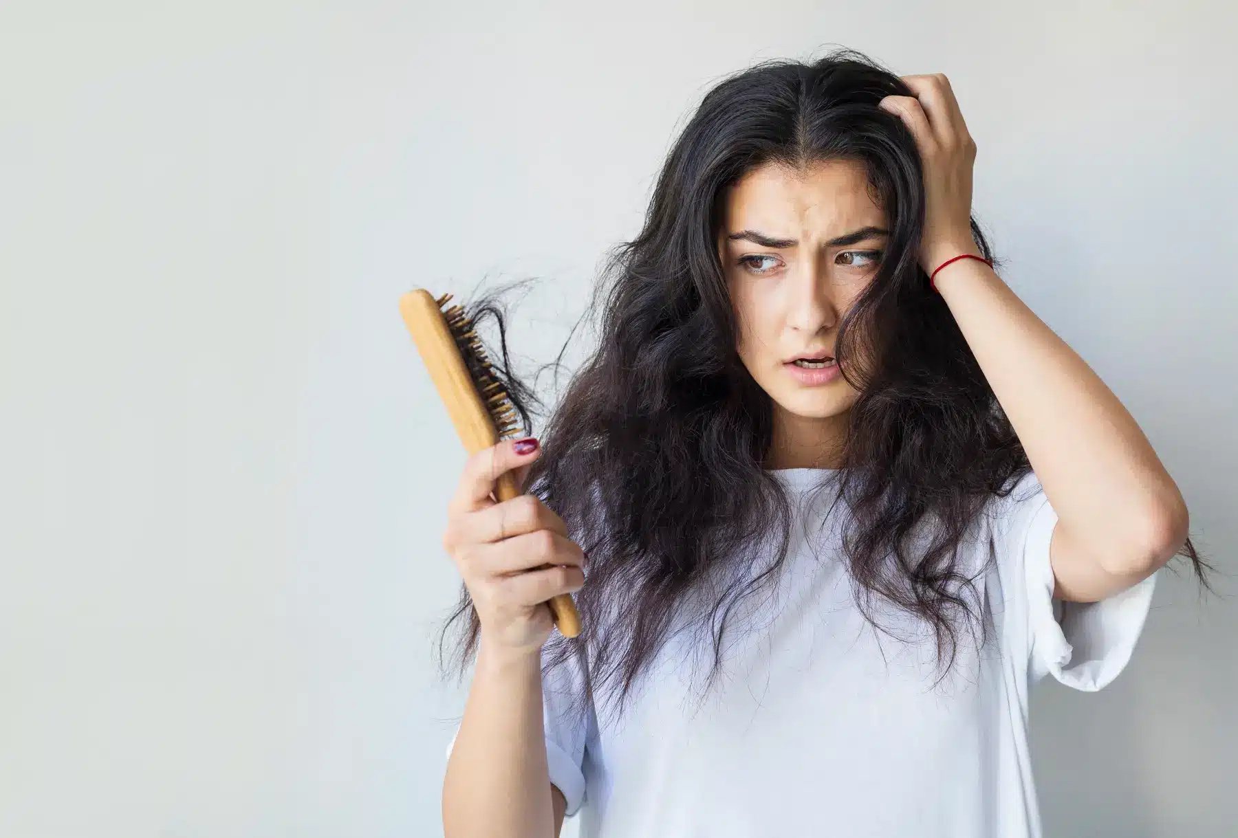 Woman has damaged and broken hair